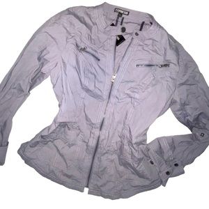 BEAUTIFUL NWT $79 EXPRESS Lightweight Gray Cotton Zipper Front Jacket Size Small